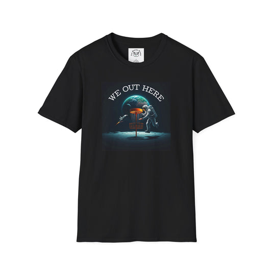 We Out Here disc golf spaceTee