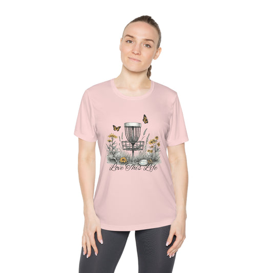 Ladies Competitor Tee - 'Love This Life' Disc Golf Shirt with Floral Design