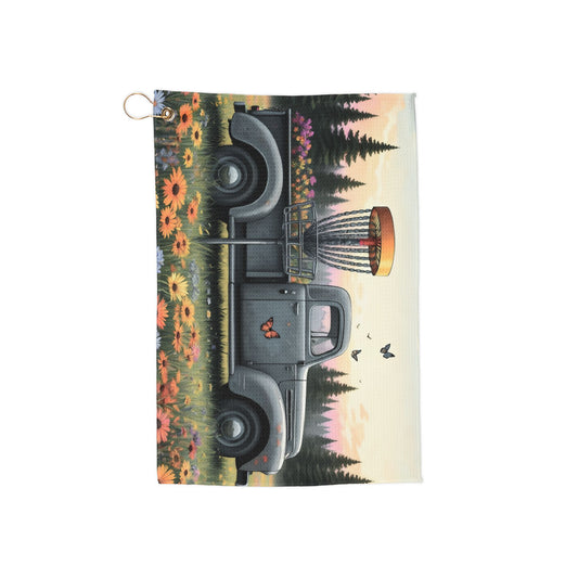 Truck in a field Golf Towel